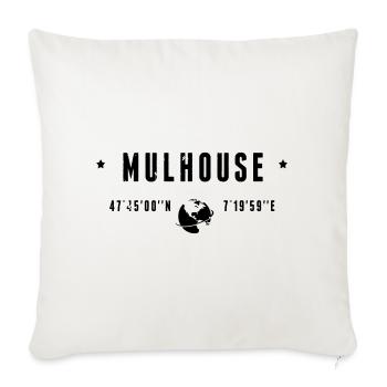 Mulhouse France Coordonnées Gps Globe - Housse de coussin décorative 45 x 45 cm - blanc nature - Devant