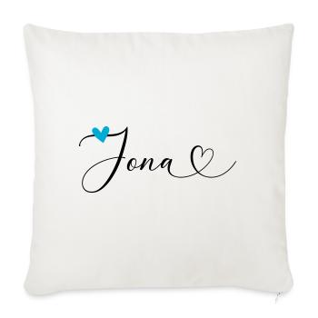 Jona Nom Prénom Calligraphie Coeur - Housse de coussin décorative 45 x 45 cm - blanc nature - Devant