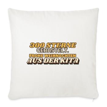 300 Sterne gebastelt - Frohe Weihnachten Kita - Sofakissenbezug 45 x 45 cm - Naturweiß  - Vorne