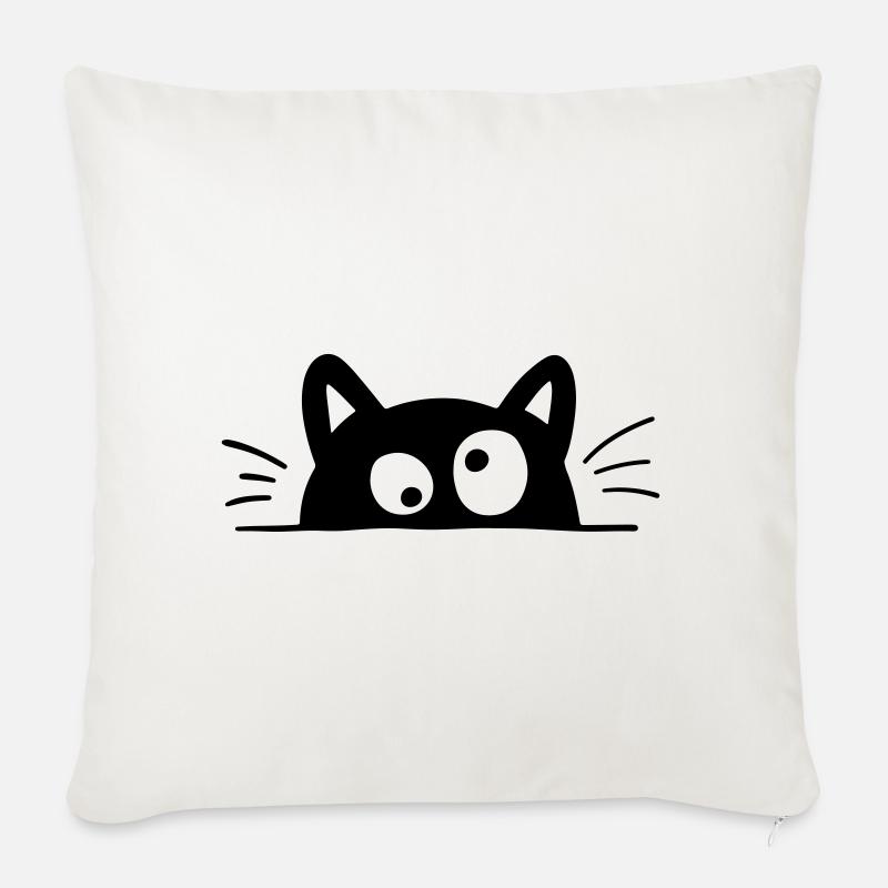 Neugierige Katze - Sofakissenbezug 45 x 45 cm - Naturweiß