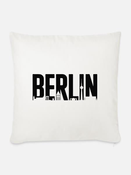 Berliner Skyline-Silhouette - Sofakissenbezug 45 x 45 cm - Naturweiß 