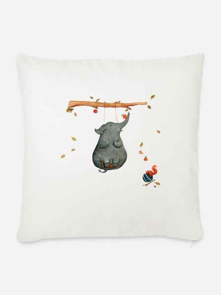 schaukeln mit Eichhörnchen - Sofakissenbezug 45 x 45 cm - Naturweiß 
