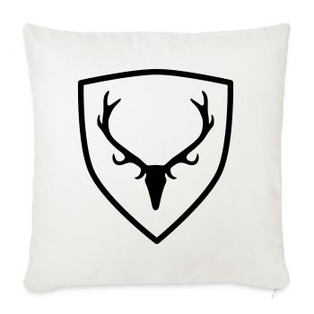 Wappen mit Geweih - Sofakissenbezug 45 x 45 cm - Naturweiß  - Vorne