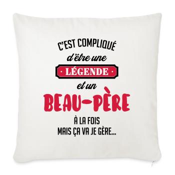 Beau-Père - Beau Papa - Famille - Père - Enfant - Sofa pillowcase 17,3'' x 17,3'' (45 x 45 cm) - natural white - Front