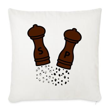 Sel et poivre / moulins à épices en bois / idée cadeau - Housse de coussin décorative 45 x 45 cm - blanc nature - Devant