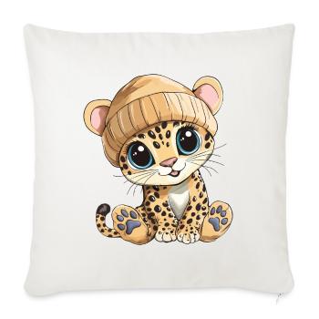 Léopard mignon mignon bébé enfants animal dessin animé - Housse de coussin décorative 45 x 45 cm - blanc nature - Devant