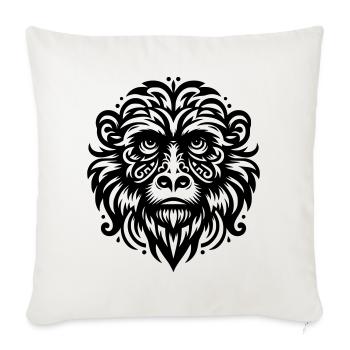 Singe hurleur tribal - Housse de coussin décorative 45 x 45 cm - blanc nature - Devant