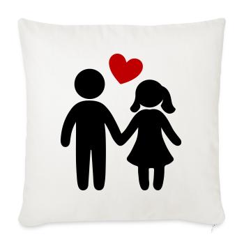 Couple amoureux - Housse de coussin décorative 45 x 45 cm - blanc nature - Devant