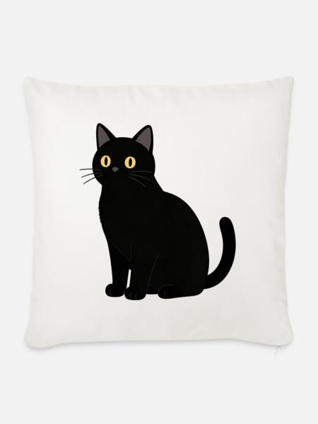 schwarze Katze Katze schwarz - Sofakissenbezug 45 x 45 cm - Naturweiß
