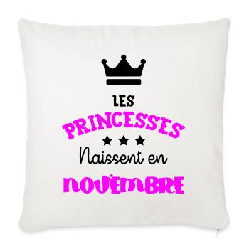 Princesse née Novembre Beau Cadeau Anniversaire - Housse de coussin décorative 45 x 45 cm - blanc nature - Devant