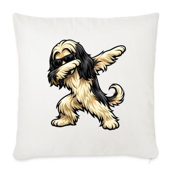 Dabbing Afghanischer Windhund - Sofakissenbezug 45 x 45 cm - Naturweiß  - Vorne