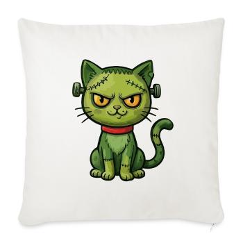 Grüne Zombie-Katze - Sofakissenbezug 45 x 45 cm - Naturweiß  - Vorne