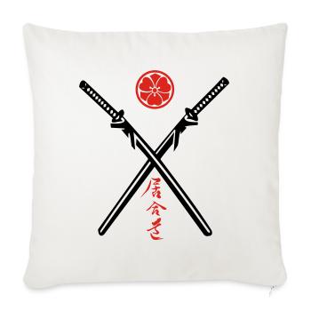Iaido Kanji & Katana + Mon - Sofakissenbezug 45 x 45 cm - Naturweiß  - Vorne