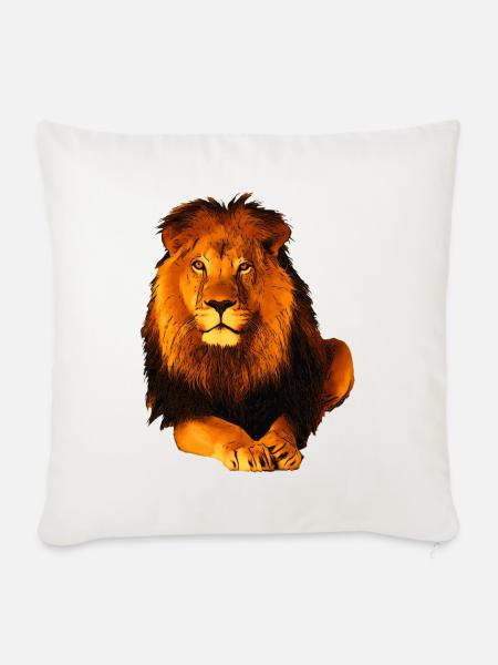 Löwe - Sofakissenbezug 45 x 45 cm - Naturweiß