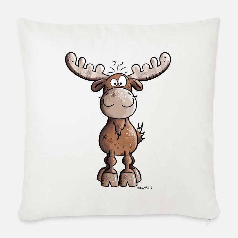 Lustiger Elch - Sofakissenbezug 45 x 45 cm - Naturweiß 