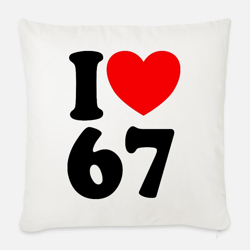 Fun 67 Zahl 6-7 I Herz 6 7 Sechs Sieben - Sofakissenbezug 45 x 45 cm - Naturweiß 