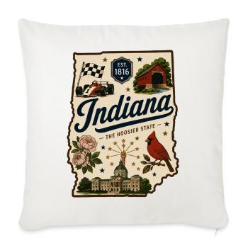 Indiana Hoosier State Vintage-Reiseaufkleber - Sofakissenbezug 45 x 45 cm - Naturweiß  - Vorne