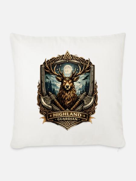 Wappen des Highland Guardian Deer - Sofakissenbezug 45 x 45 cm - Naturweiß 