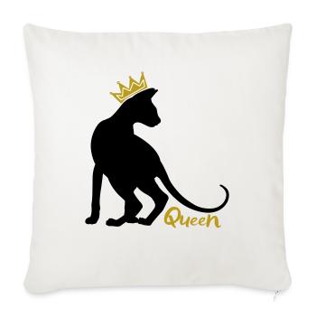 Queen Cat with Crown: OKH, Peterbald, Sphynx - Sofa pillowcase 17,3'' x 17,3'' (45 x 45 cm) - natural white - Front