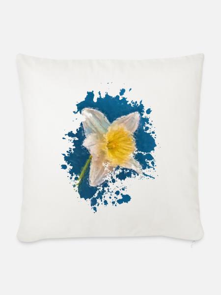 Blume - Sofakissenbezug 45 x 45 cm - Naturweiß