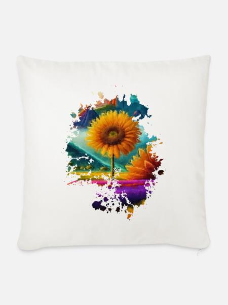 Sonnenblume - Sofakissenbezug 45 x 45 cm - Naturweiß