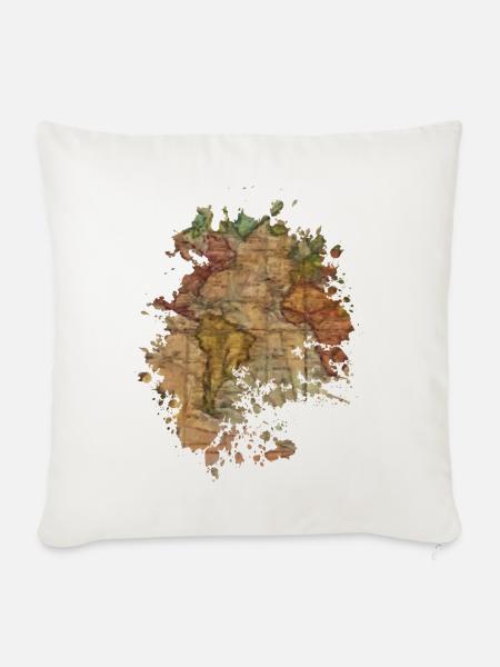 Landkarte - Sofakissenbezug 45 x 45 cm - Naturweiß