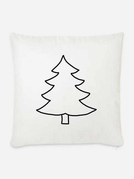 Tannenbaum Zeichnung - Sofakissenbezug 45 x 45 cm - Naturweiß