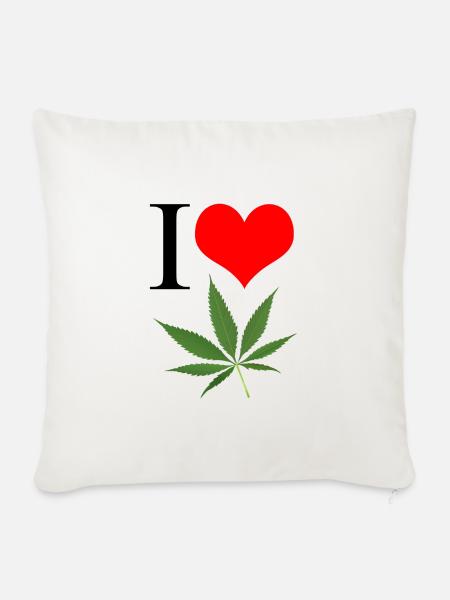 I love Canabis - Sofakissenbezug 45 x 45 cm - Naturweiß