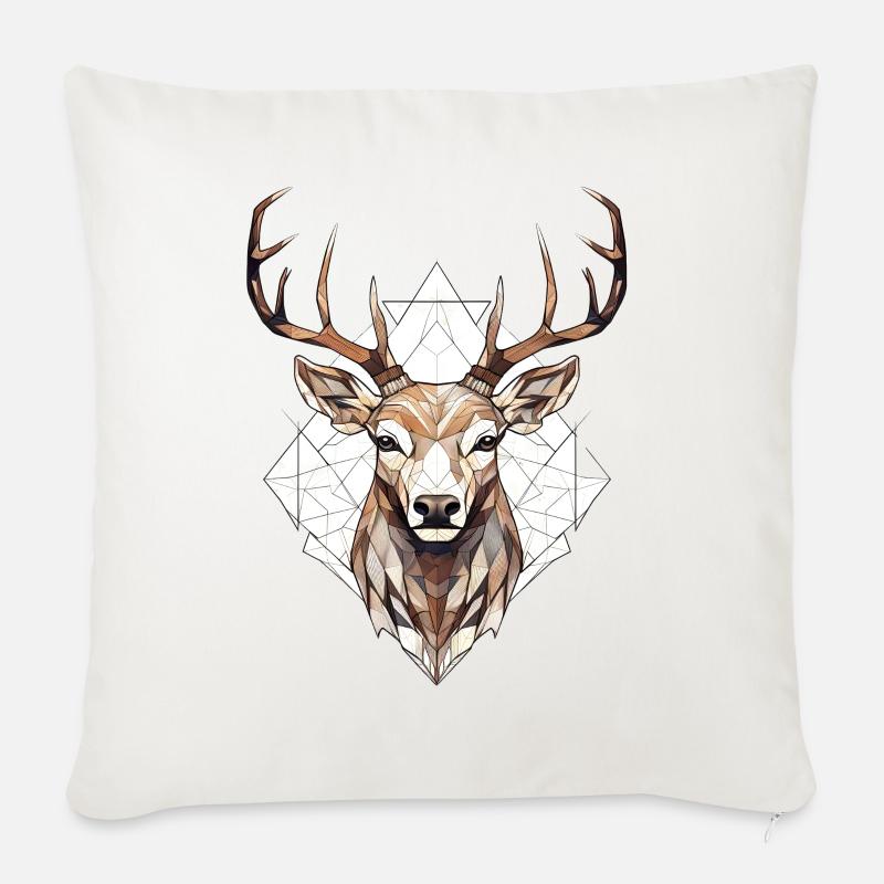 Hirsch Geometrisch - Sofakissenbezug 45 x 45 cm - Naturweiß 