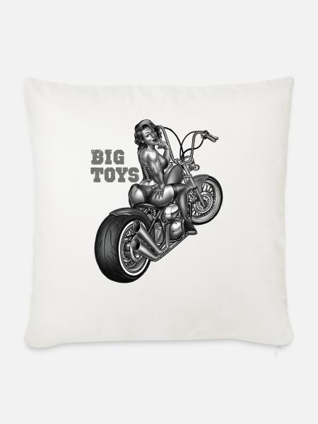 Biker Shirt Big toys pin up custom chopper - Sofakissenbezug 45 x 45 cm - Naturweiß