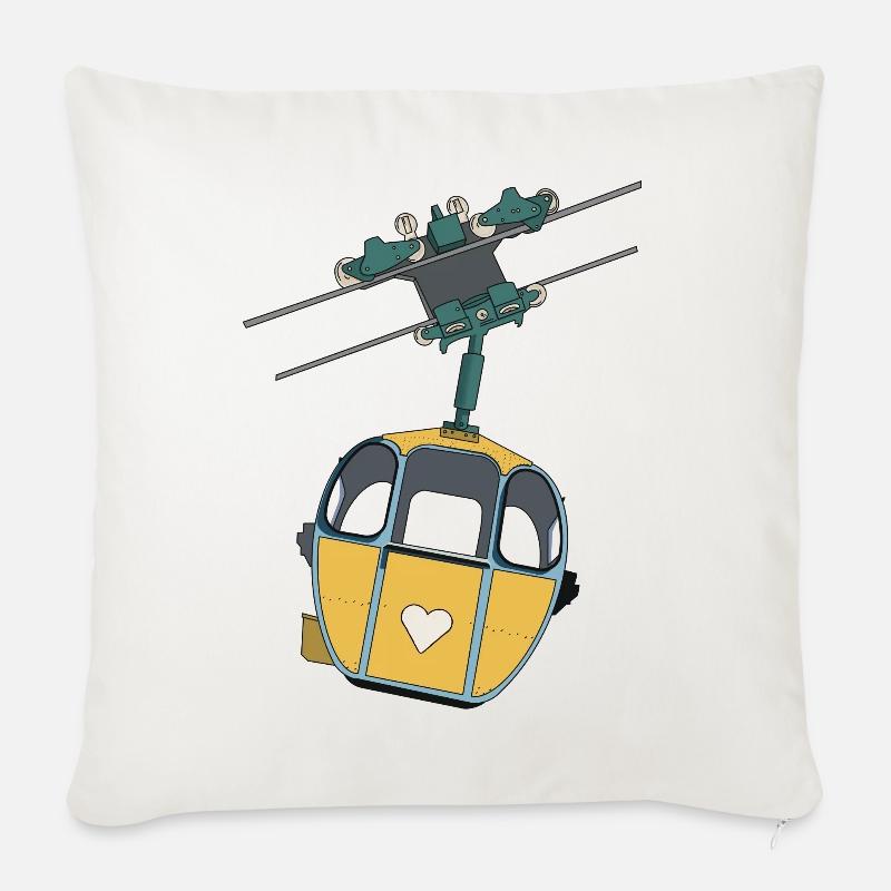 Seilbahn Gondel - Gelb Herz - Sofakissenbezug 45 x 45 cm - Naturweiß 