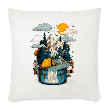 Mountain Lake Path - Camping Backpacker Motif - Sofa pillowcase 17,3'' x 17,3'' (45 x 45 cm) - natural white - Front