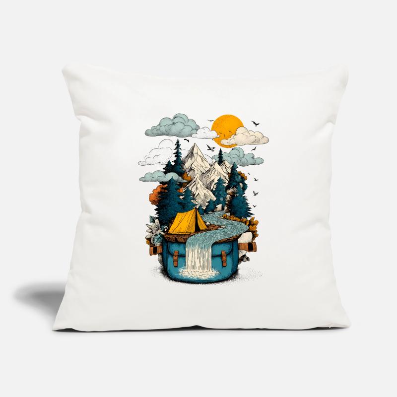 Mountain Lake Path - Camping Backpacker Motif Sofa pillowcase 17,3'' x 17,3'' (45 x 45 cm)