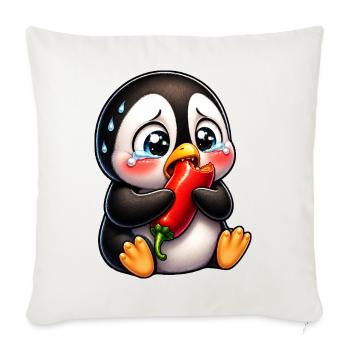 Pinguin Chili Scharf Lustiger Cartoon - Sofakissenbezug 45 x 45 cm - Naturweiß  - Vorne