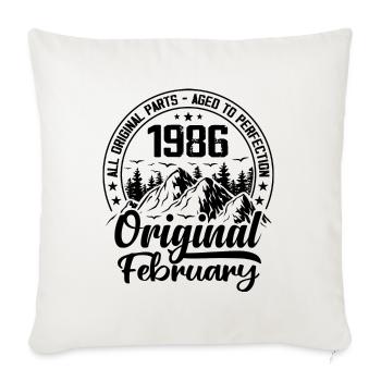 1986 February Original: 38 Years Anniversary Gift - Sofa pillowcase 17,3'' x 17,3'' (45 x 45 cm) - natural white - Front