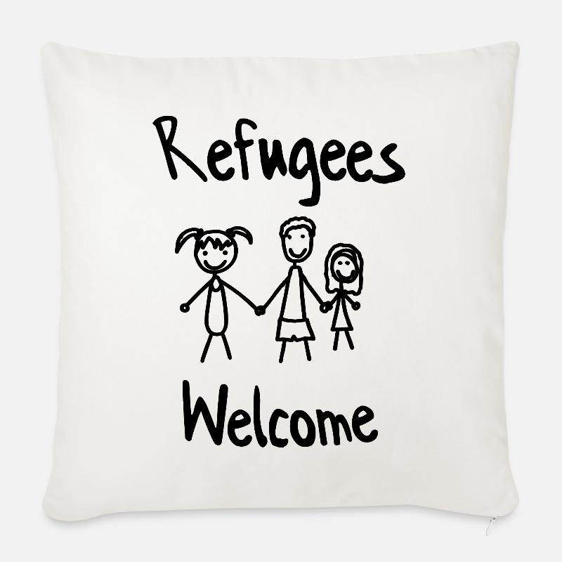 Refugees Welcome - Sofakissenbezug 45 x 45 cm - Naturweiß