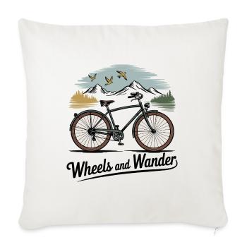 Wheels & Wander – Mountain Adventure - Sofa pillowcase 17,3'' x 17,3'' (45 x 45 cm) - natural white - Front