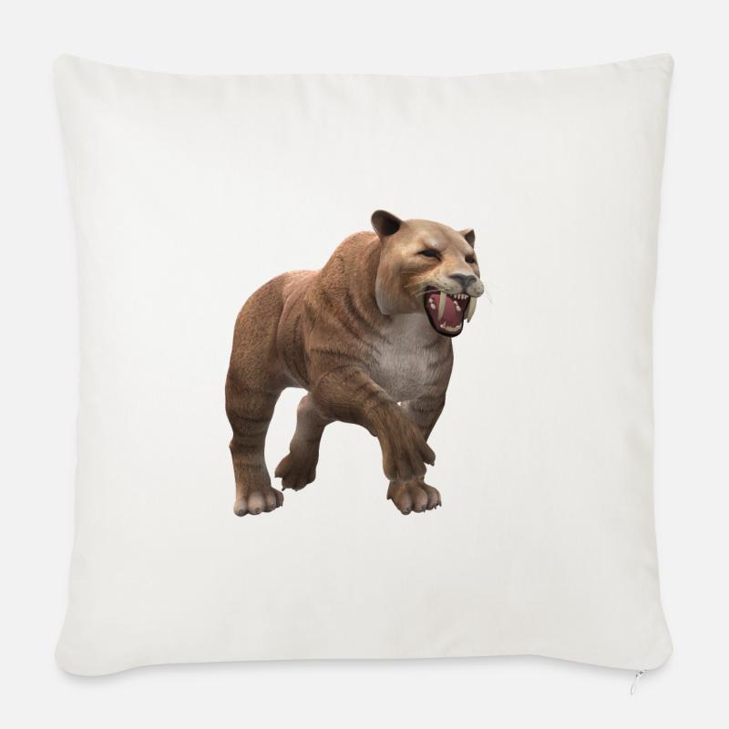 Design à dents de sabre - Housse de coussin décorative 45 x 45 cm - blanc nature