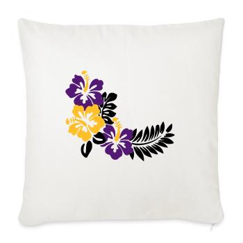 Fleurs Habiscus - Housse de coussin décorative 45 x 45 cm - blanc nature - Devant