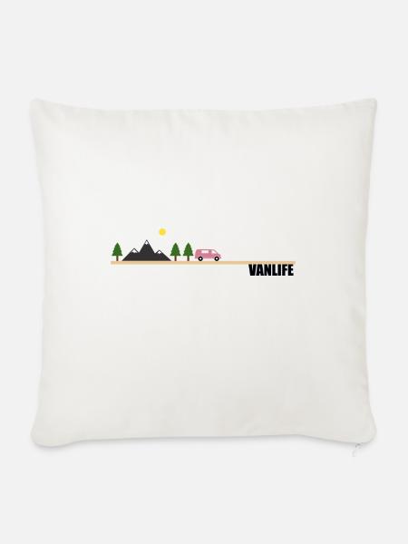 Van-Life-Landschaft - Sofakissenbezug 45 x 45 cm - Naturweiß