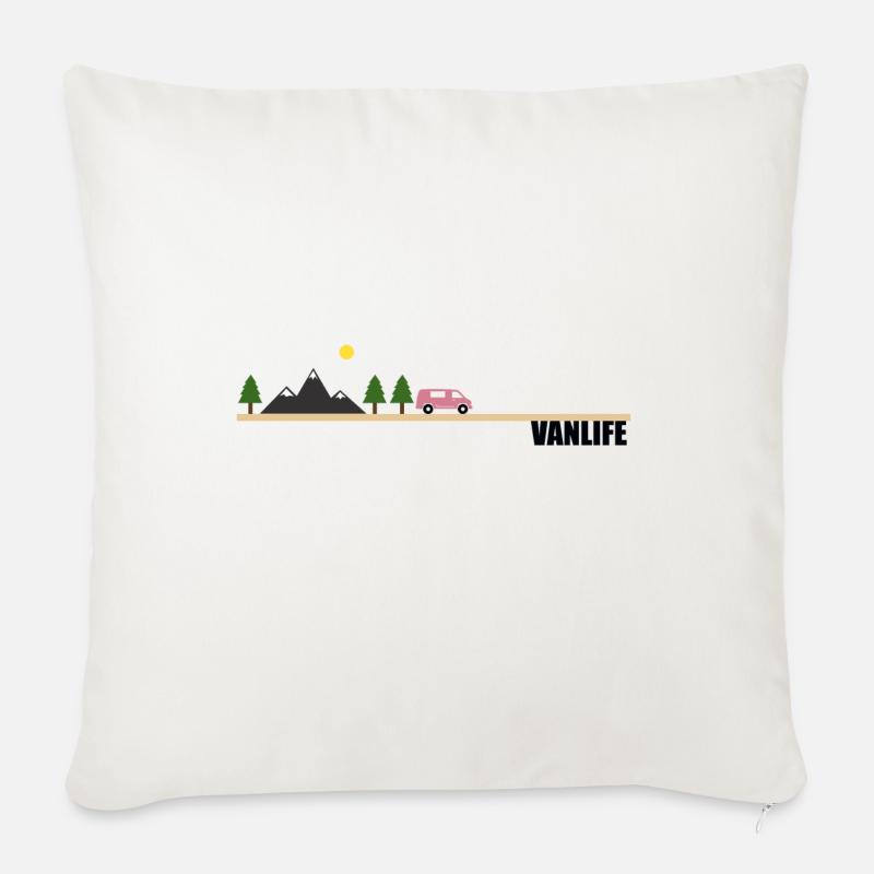 Van-Life-Landschaft - Sofakissenbezug 45 x 45 cm - Naturweiß 