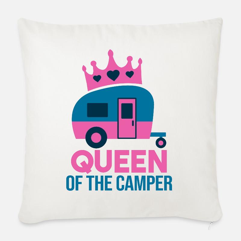 QUEEN OF THE CAMPER - Sofakissenbezug 45 x 45 cm - Naturweiß 
