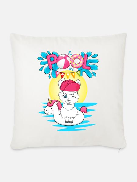 Alpaka Pool Party - Sofakissenbezug 45 x 45 cm - Naturweiß 