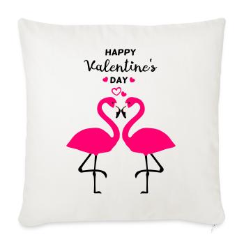 Flamants roses Saint-Valentin - Housse de coussin décorative 45 x 45 cm - blanc nature - Devant