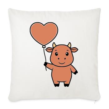 Cute Cow Heart Balloon Love Vector - Sofa pillowcase 17,3'' x 17,3'' (45 x 45 cm) - natural white - Front