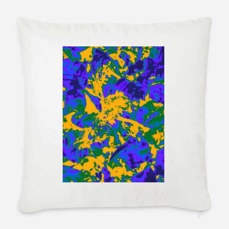 Explosion florale psychédélique néon - Housse de coussin décorative 45 x 45 cm - blanc nature