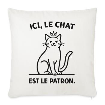  Ici Le Chat Est Le Patron - Housse de coussin décorative 45 x 45 cm - blanc nature - Devant
