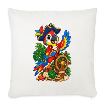 Piratenpapagei am Steuerrad - Sofakissenbezug 45 x 45 cm - Naturweiß  - Vorne