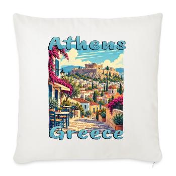 Griechenland Urlaub Athen Akropolis Mittelmeer - Sofakissenbezug 45 x 45 cm - Naturweiß  - Vorne