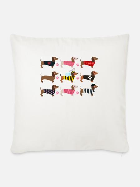 COLORFUL DACHSHUND - FARBENFROHE DACKEL - Sofakissenbezug 45 x 45 cm - Naturweiß